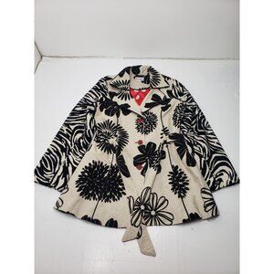 3 Sister Velvet Jacket White/Black Floral W/ Red & White Polka Dot Lining Size L
